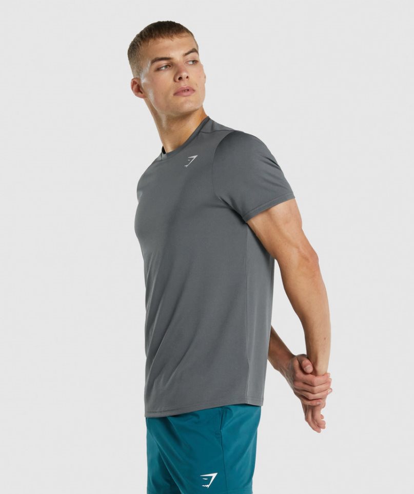 Men's Gymshark Arrival Regular Fit T-Shirts Grey | NZ 3OCBWQ